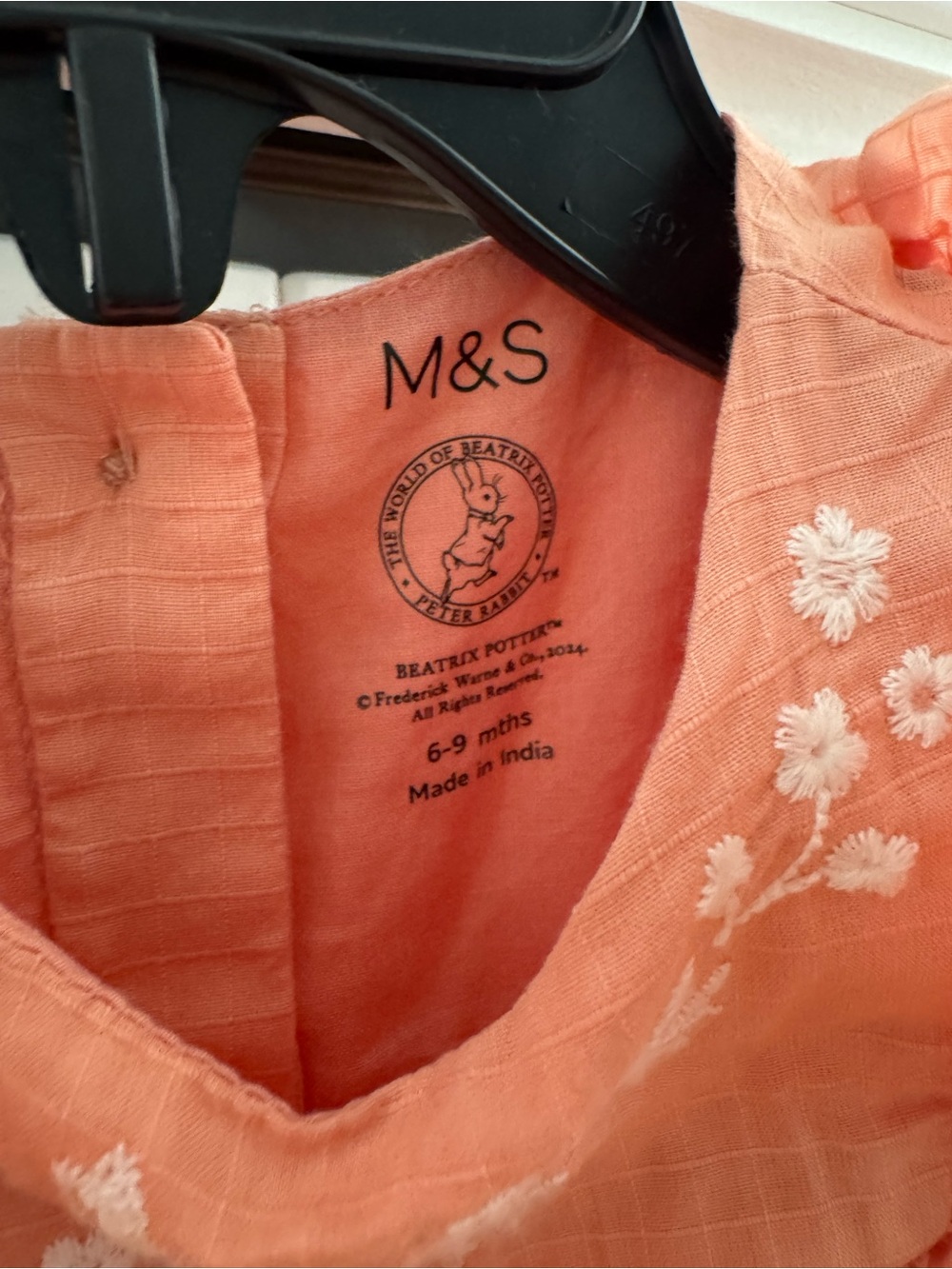 Peter Rabbit M&S Coral Ruffle Embroidered Dress - Picture 3 of 4